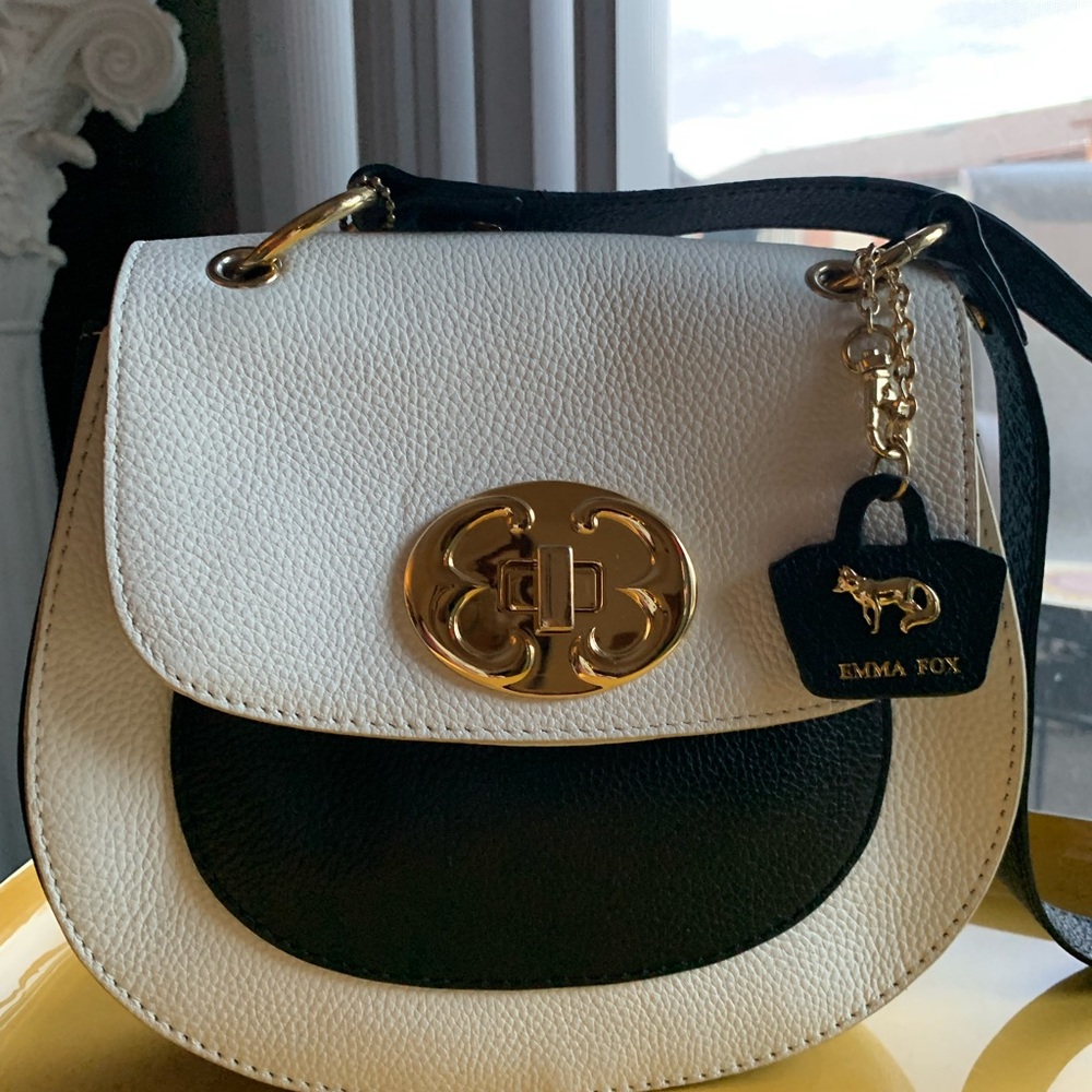 Emma Fox Elegant White and Black Crossbody Bag